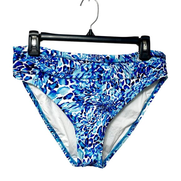 New La Blanca Women's Mid Waist Sash Banded  Hipster Bikini Bottom in Blue Sz 10 - Picture 4 of 7